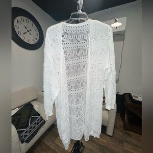 Elegant White Open-Knit Sweater
